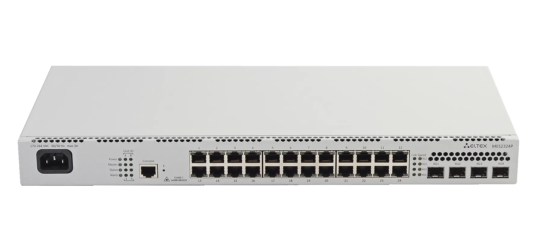 Ethernet-коммутатор MES2324P, 24xPoE/PoE+ (1G) + 4x1G/10G SFP+, L3, 220V AC