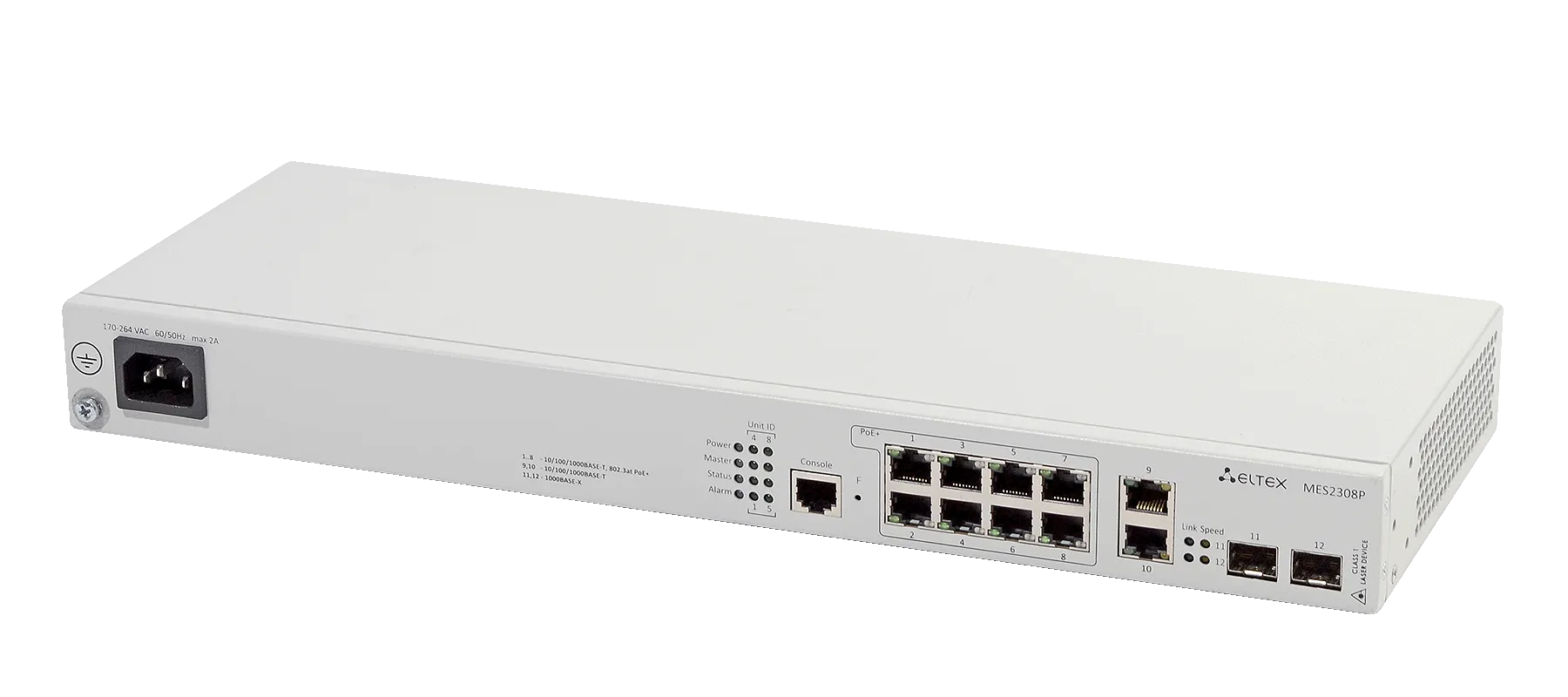 Ethernet-коммутатор MES2308P-DC, 8xPoE+ (1G) + 2x1G RJ45 + 2x1G SFP, L3, 48V DC