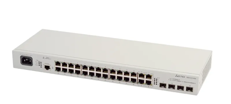 Ethernet-коммутатор MES1124M, 24x10/100Base-T + 4x1G (SFP), L2, 48V DC