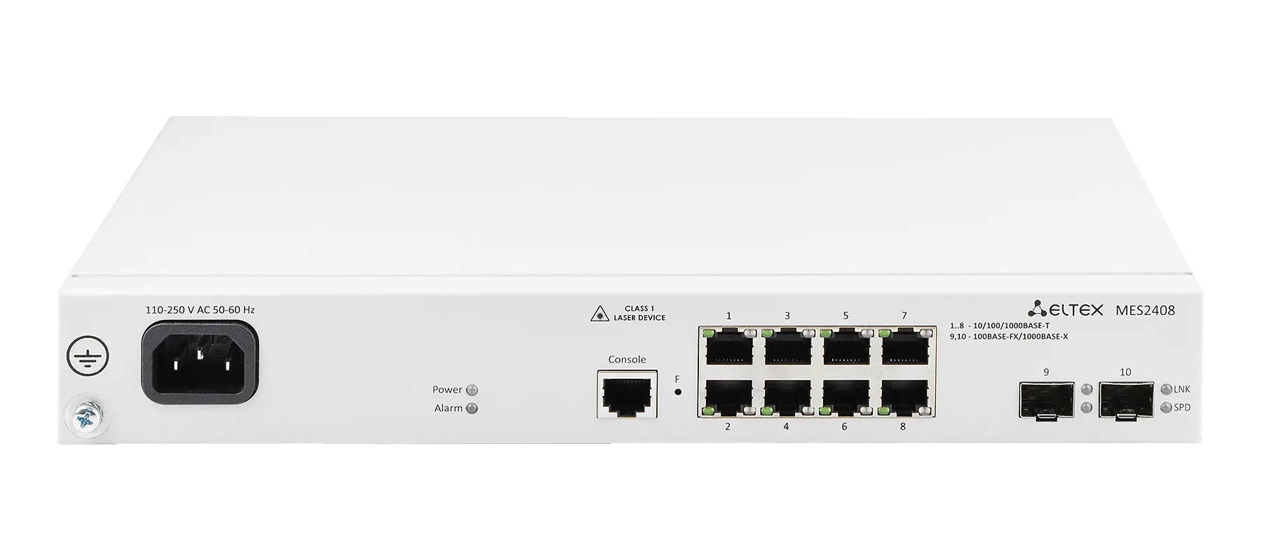 Ethernet-коммутатор MES2408, 8x10/100/1000BASE-T + 2x100/1000BASE-X, L2, 220V AC