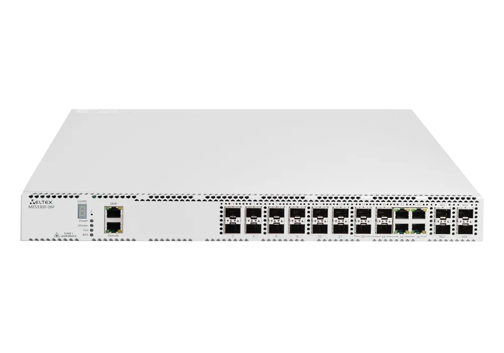Ethernet-коммутатор MES3300-16F, 12x1G SFP + 4xCombo + 4x10G SFP+, L3, dual PSU