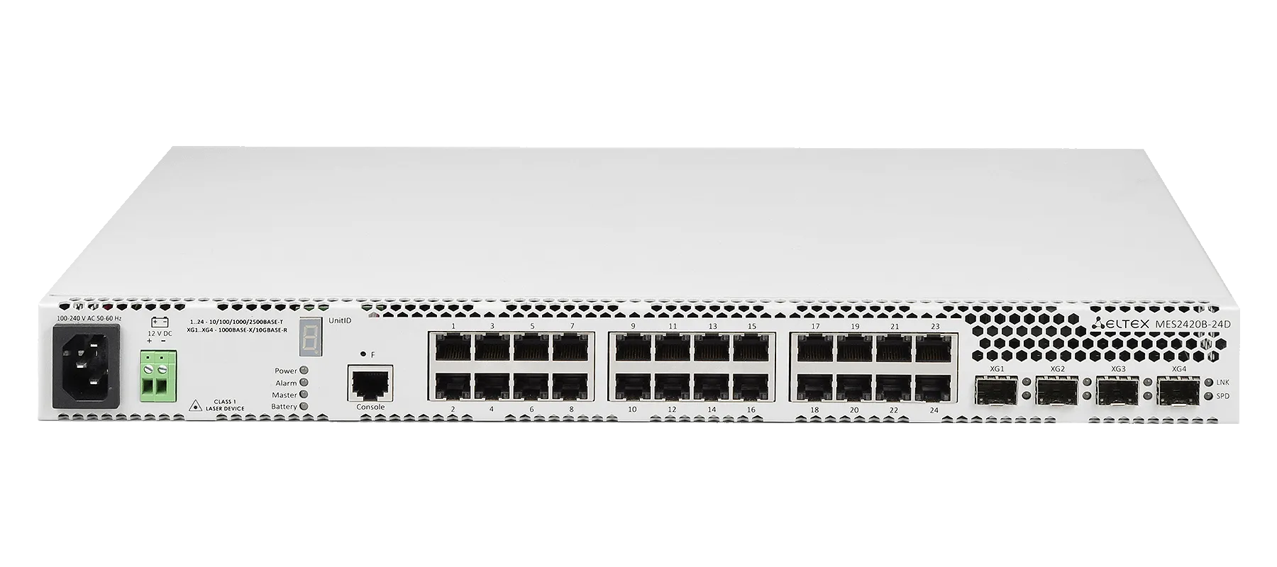 Ethernet-коммутатор MES2420B-24D, 24x2.5G RJ45 + 4x1G/10G SFP+, L3, 220V AC/12V DC