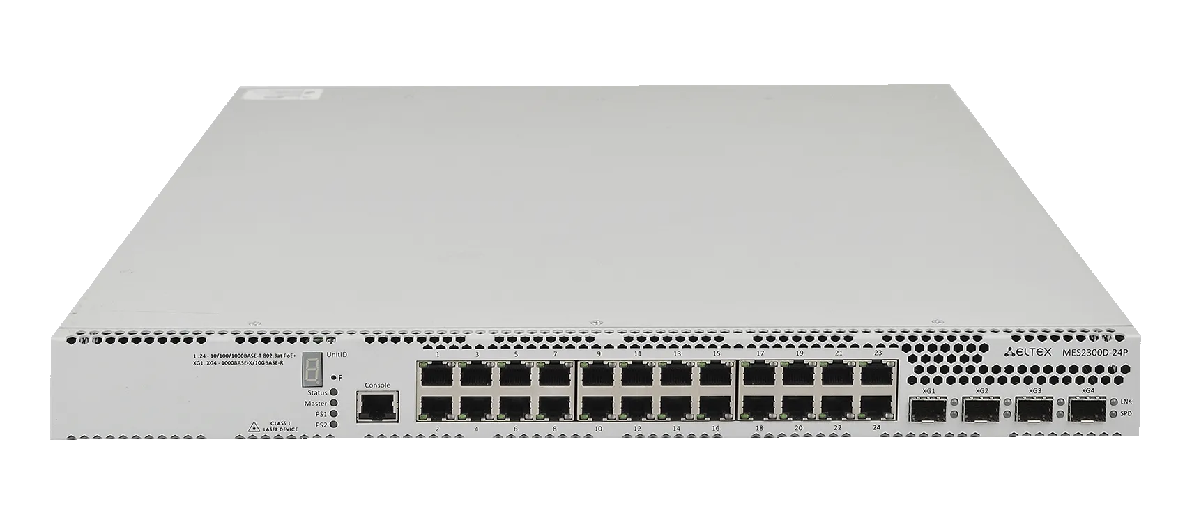 Ethernet-коммутатор MES2300D-24P, 24xPoE/PoE+ (1G) + 4x1G/10G SFP+, L3, модульная система питания