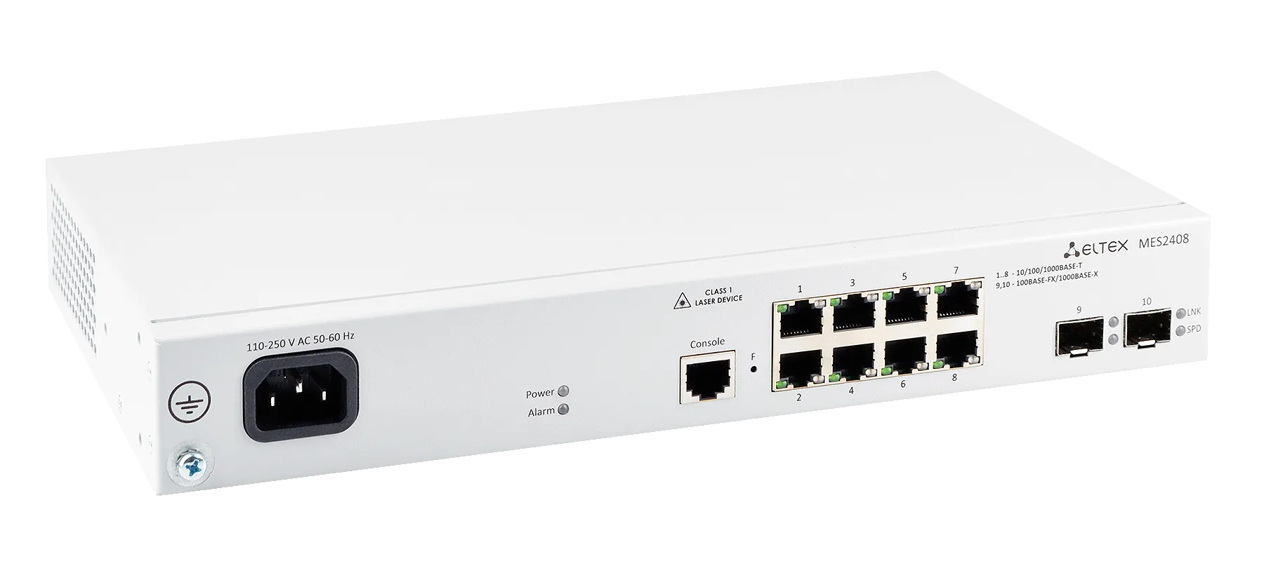 Ethernet-коммутатор MES2408C, 8x1G RJ45 + 2xCombo (RJ45/SFP), L2, 220V AC