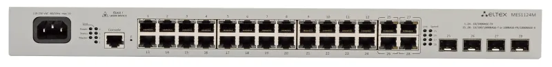 Ethernet-коммутатор MES1124M, 24x10/100Base-T + 4x1G (SFP), L2, 48V DC