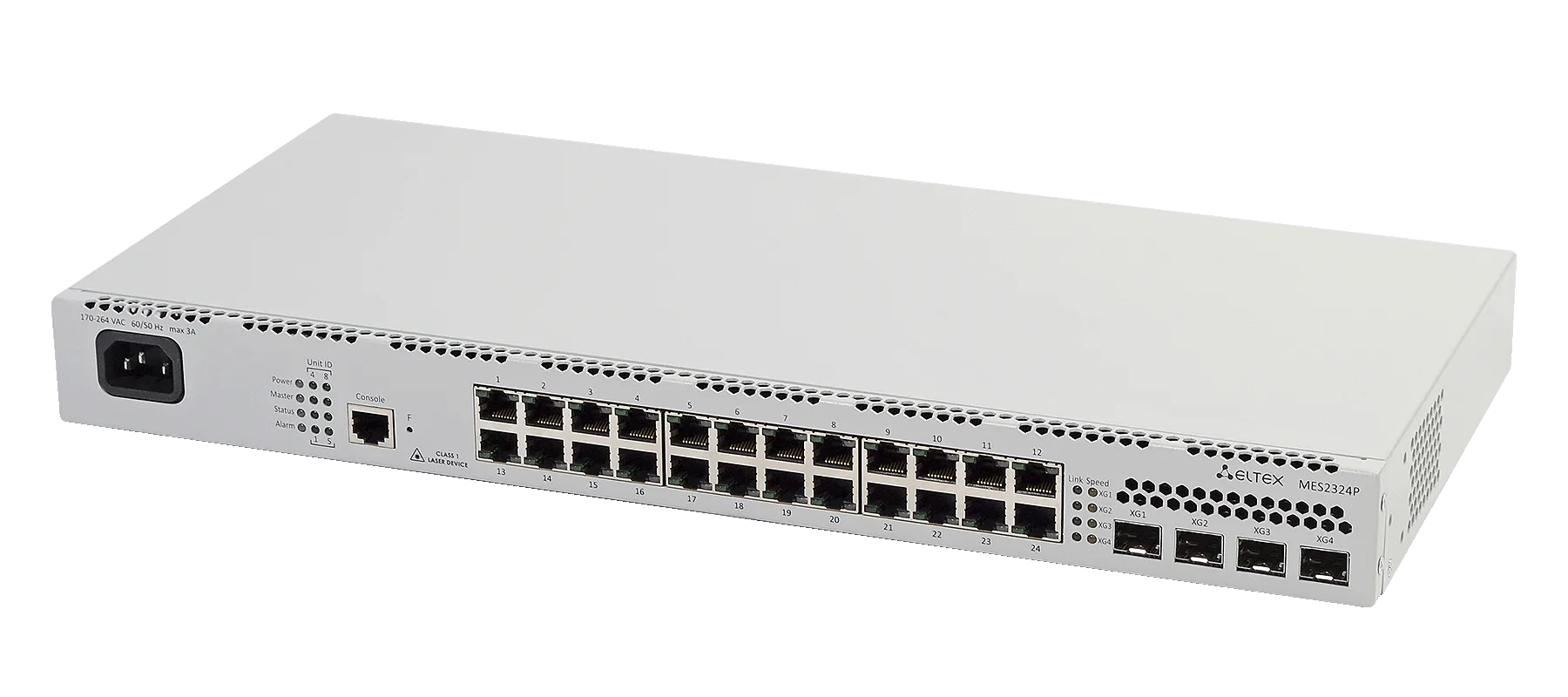 Ethernet-коммутатор MES2324P, 24xPoE/PoE+ (1G) + 4x1G/10G SFP+, L3, 220V AC
