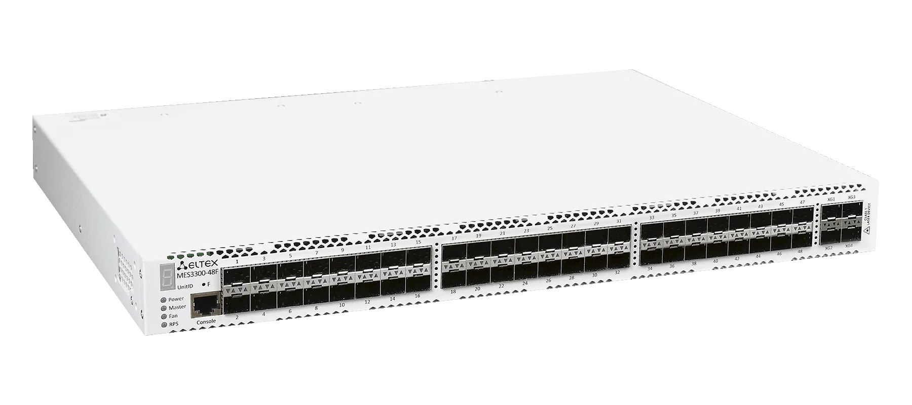 Ethernet-коммутатор MES3300-48, 48 портов 10/100/1000BASE-T (RJ-45), 4 порта 10GBASE-R/1000BASE-X (SFP+/SFP), L3, 2 слота для модулей питания
